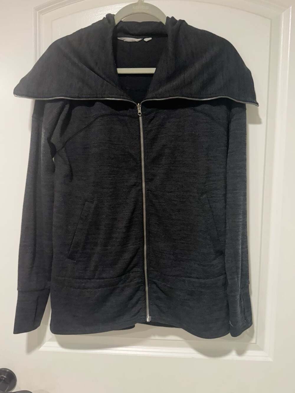 Athleta Kickback Full Zip Cowl Neck Sweatshirt Jacket Black Size S